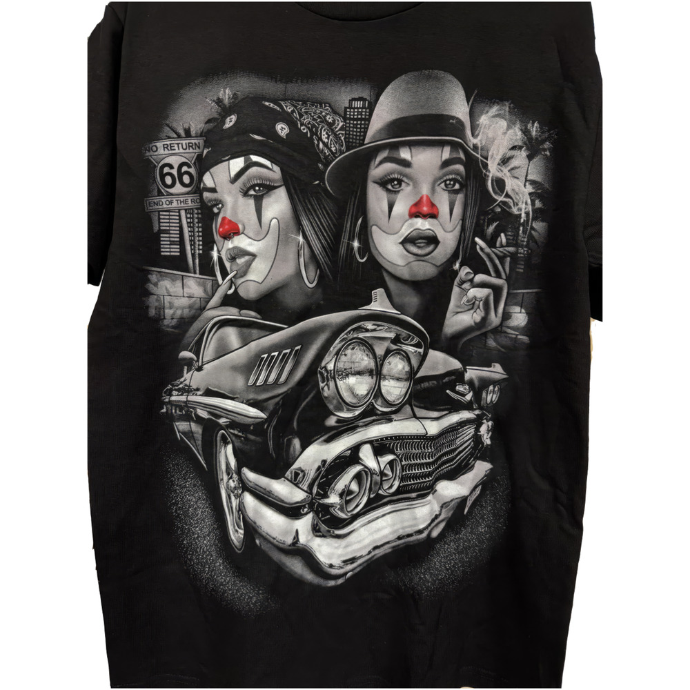 Chicano-Style Graphic T-Shirt - Tears of a Clown X-Large